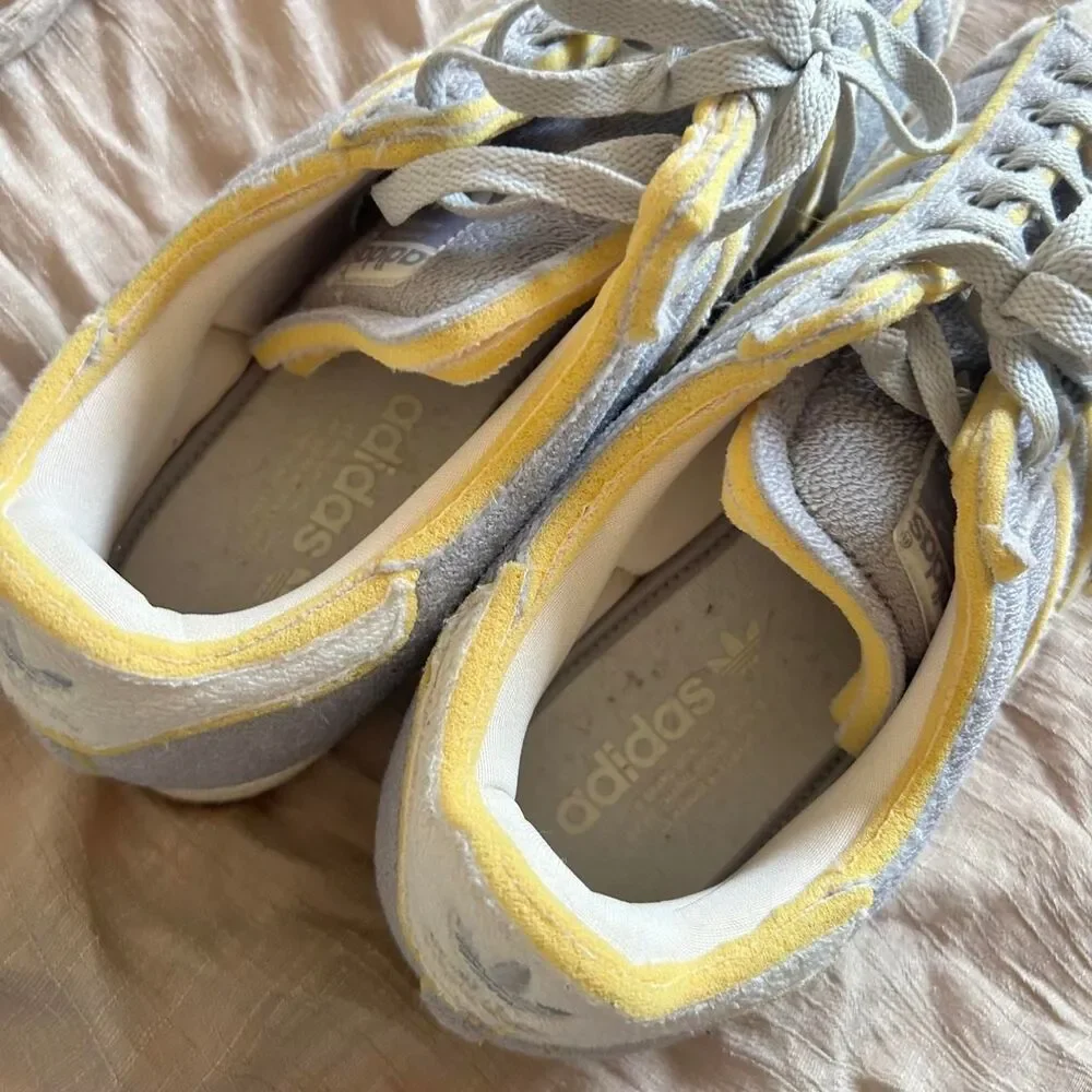 Adidas Superstar Grey Yellow Terry Cloth Sneakers Men’s Size 11